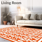 Bold Orange Geometric Pattern Rug
