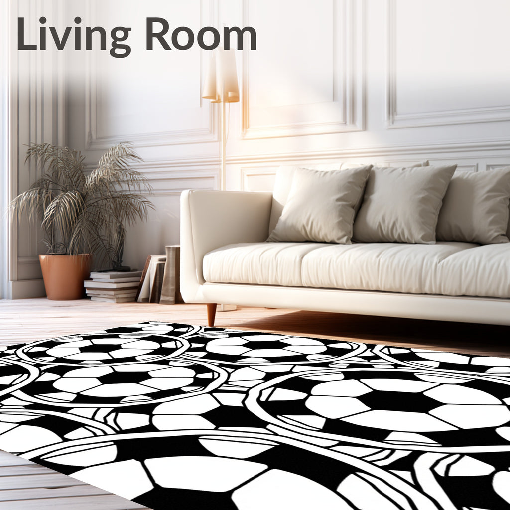 Classic Soccer Ball Pattern Print Rug
