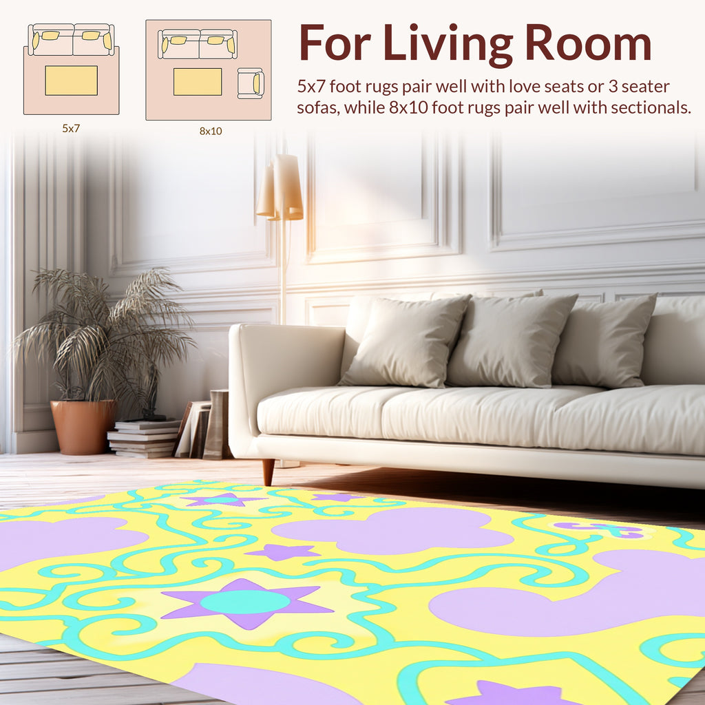 Playful Stars Swirls Abstract Rug