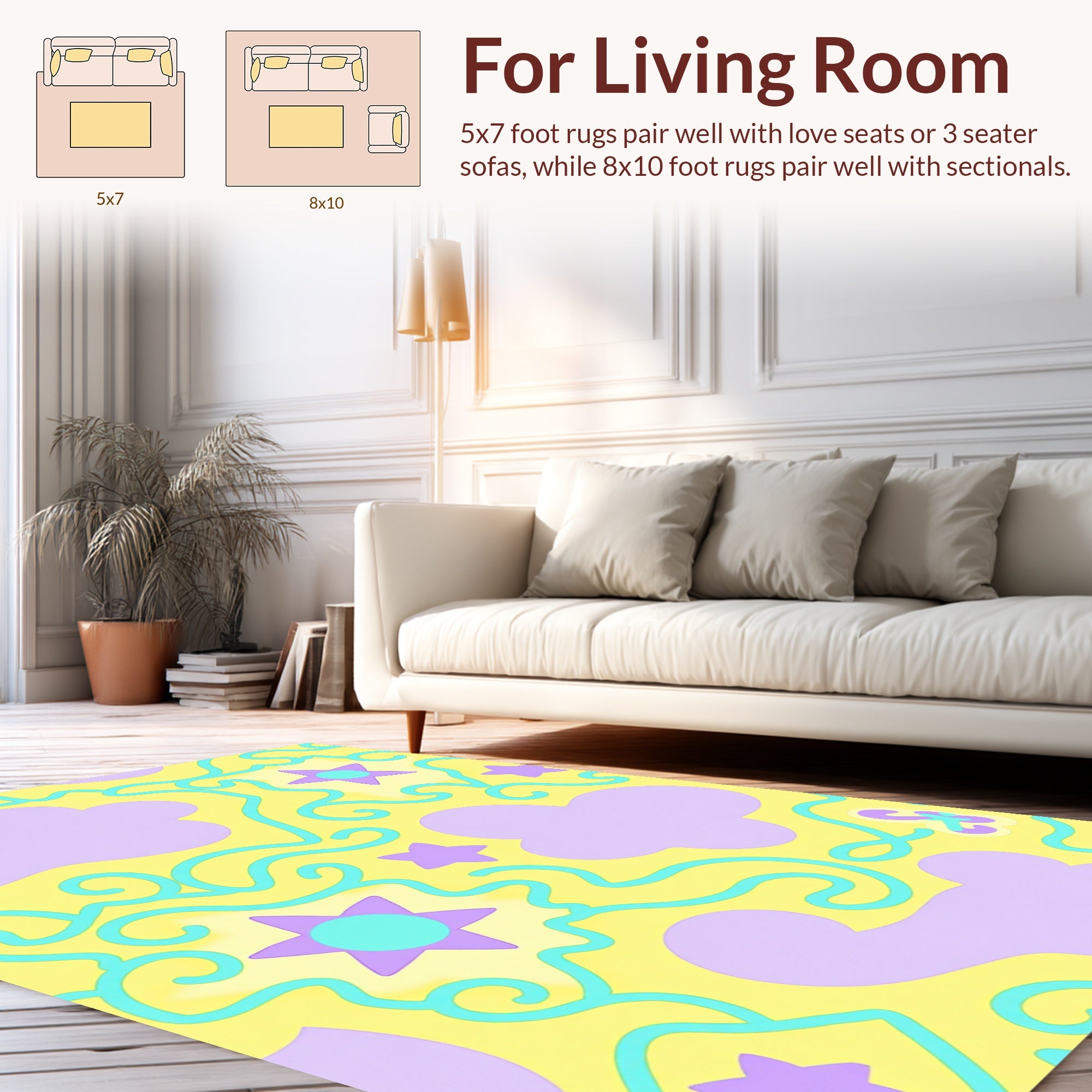 Playful Stars Swirls Abstract Rug