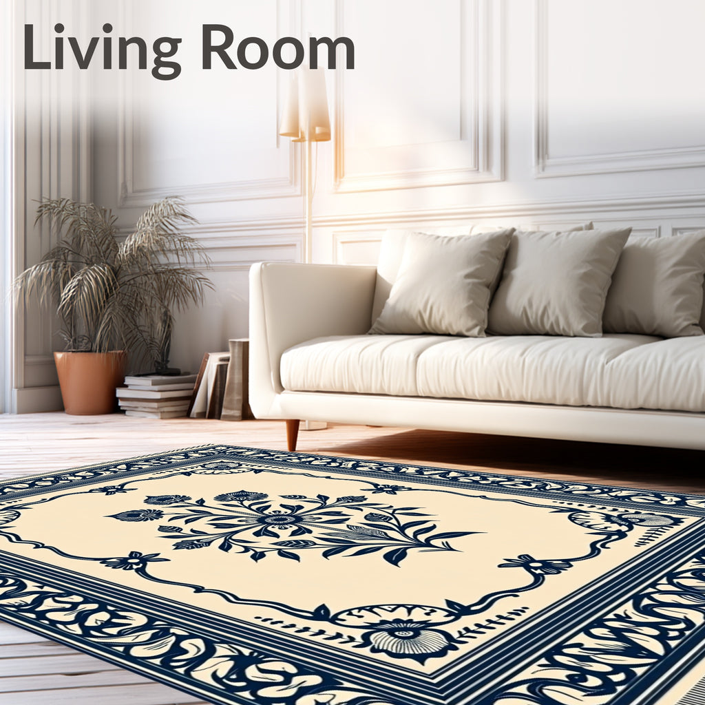 Classic Floral Bouquet Outline Rug