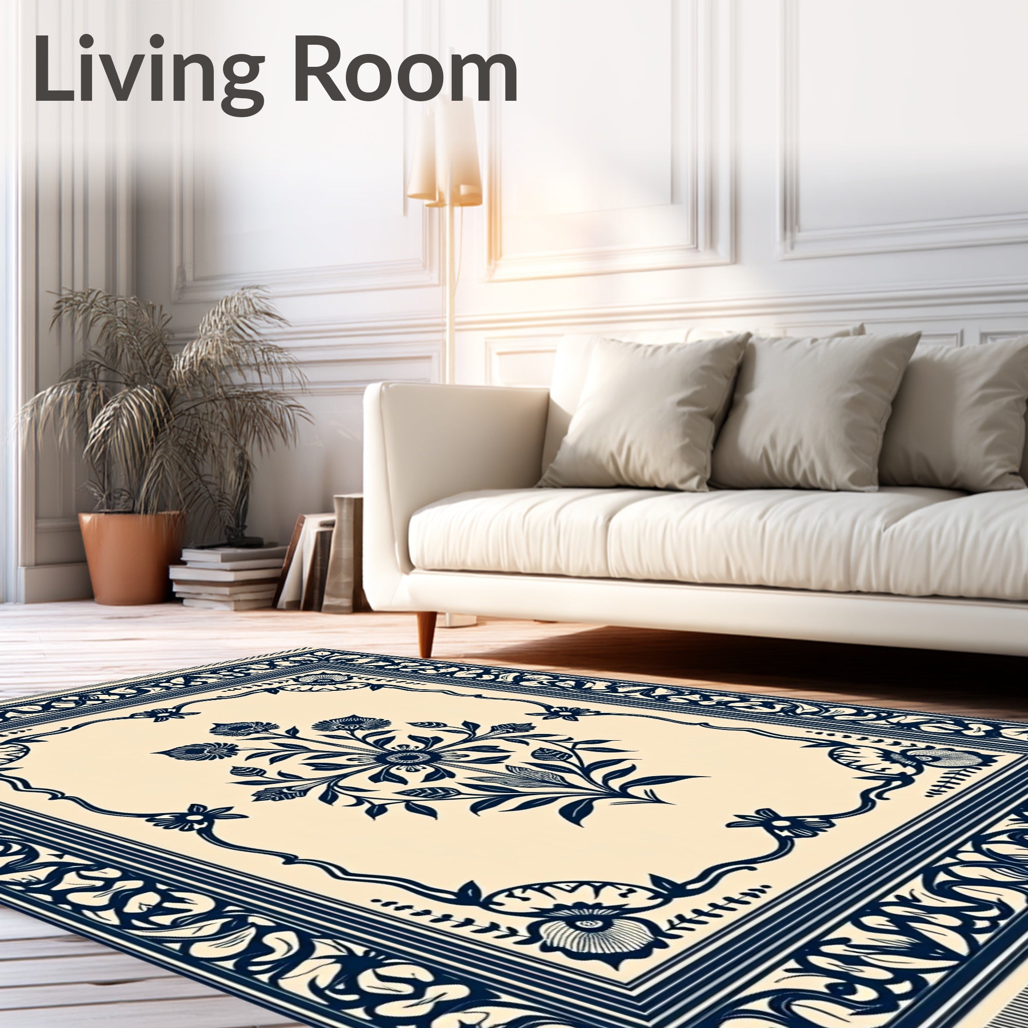 Classic Floral Bouquet Outline Rug