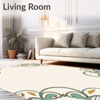 Elegant Teal Gold Swirl Pattern Rug