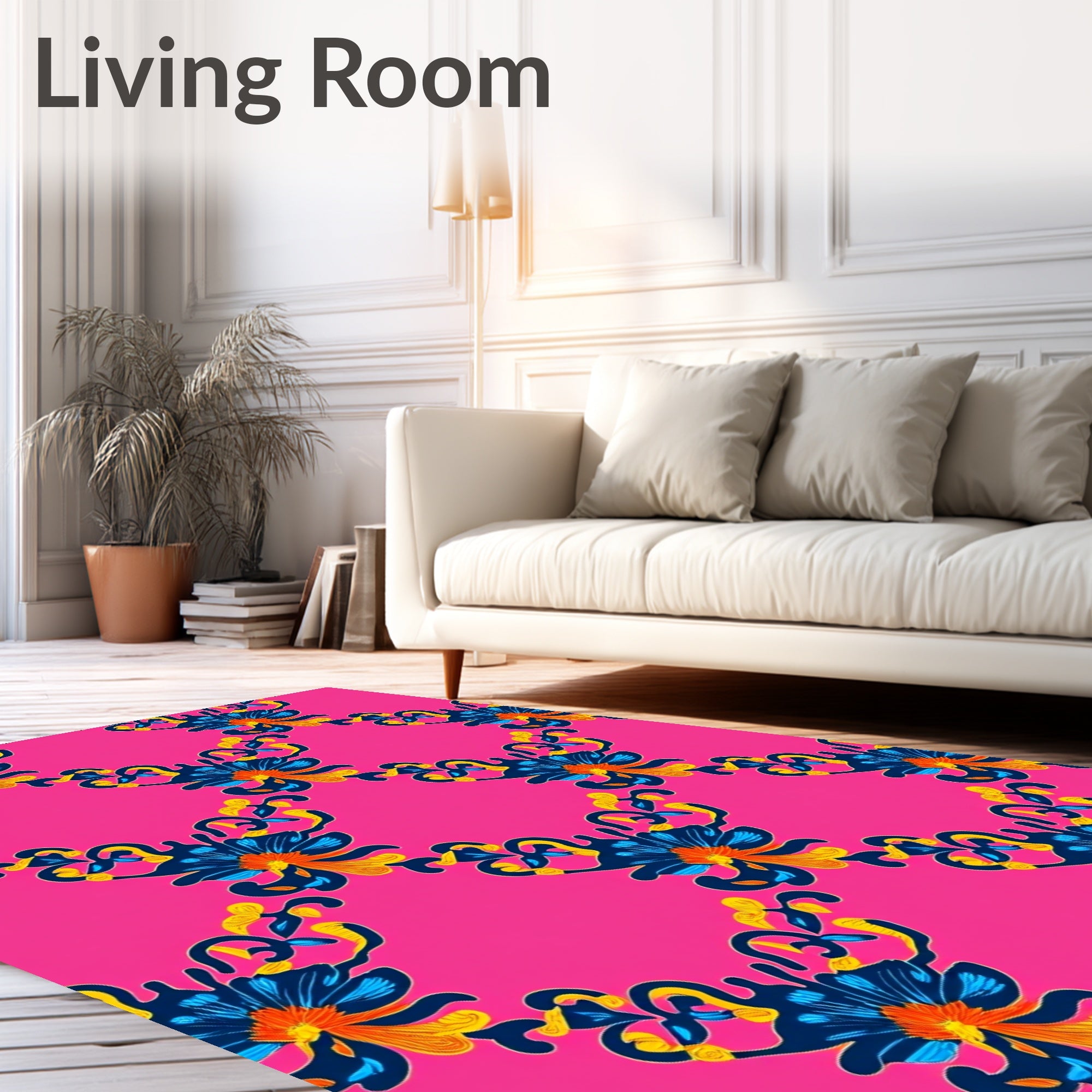Vibrant Floral Swirl Pattern Rug