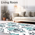 Abstract Floral Damask Pattern Rug