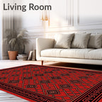 Bold Geometric Lattice Red Pattern Rug