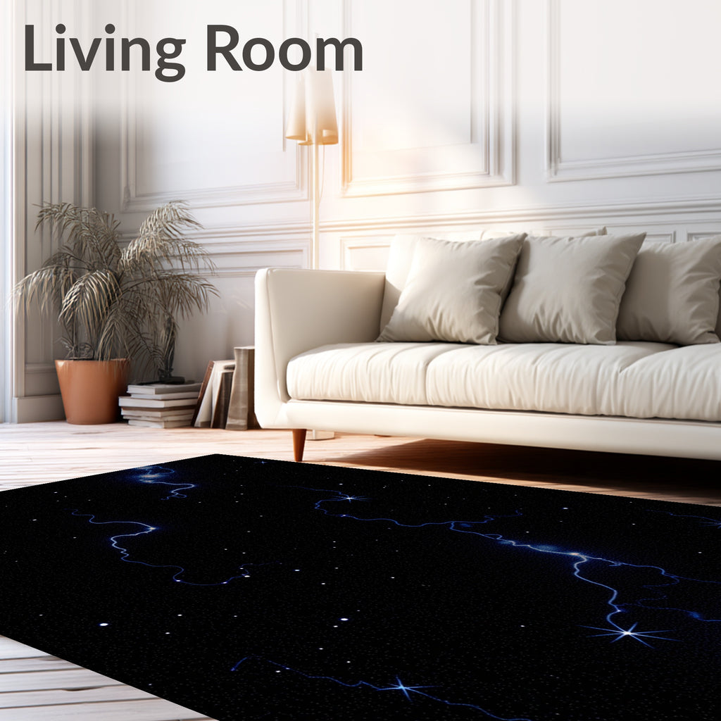 Cosmic Lightning Starry Night Rug