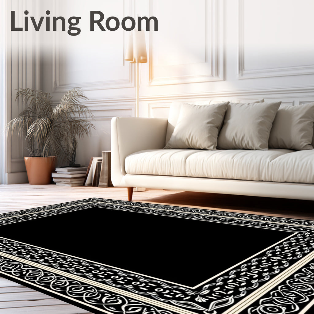 Ornate Geometric Border Design Rug