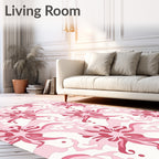 Pink Floral Swirl Decorative Design Rug