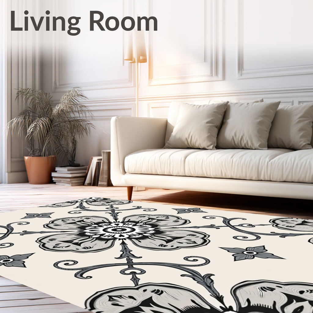 Ornate Floral Swirls Pattern Rug