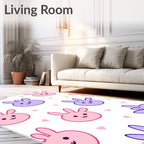 Cute Bunny Hearts Pattern Design Rug