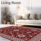 White Symmetric Floral Star Pattern Rug