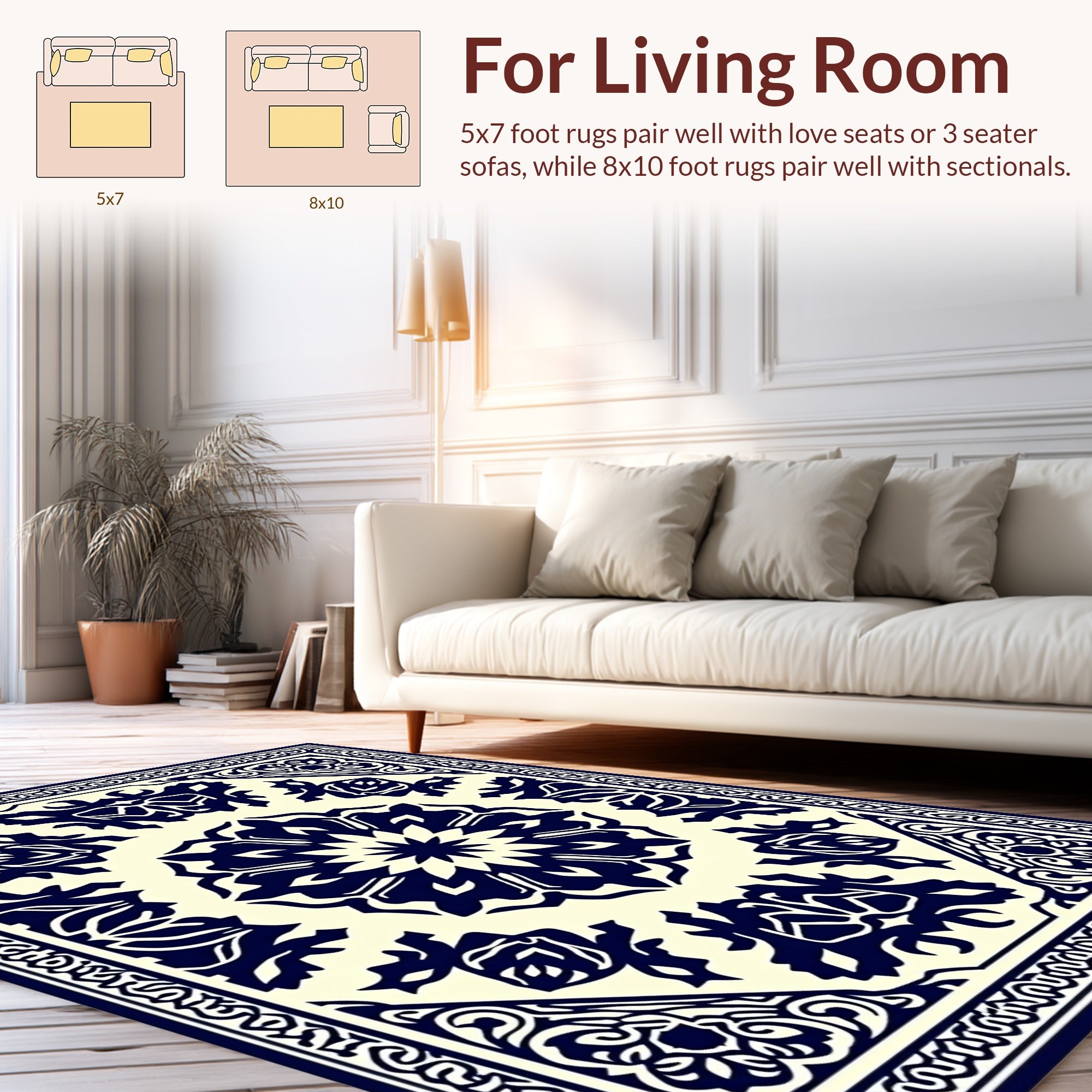 Classic Floral Medallion Border Design Rug