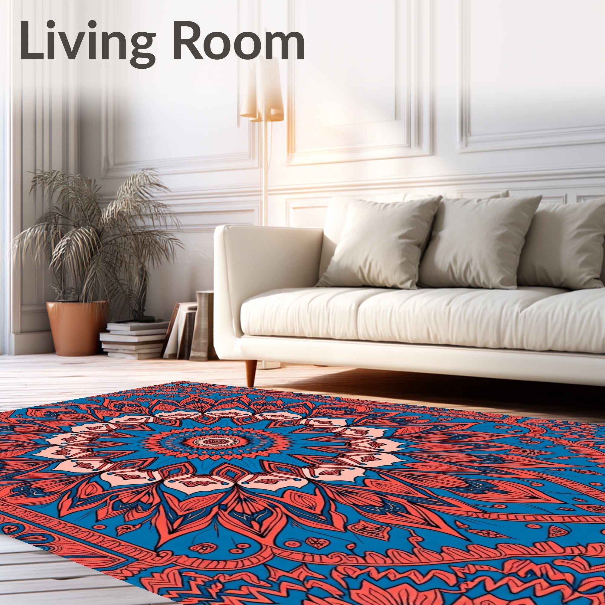 Intricate Floral Mandala Pattern Rug