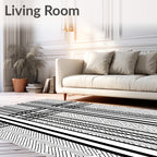 Monochromatic Striped Maze Pattern Rug