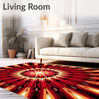 Fiery Sunburst Radial Pattern Rug