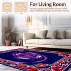 Vibrant Red And Royal Blue Swirl Rug