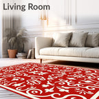 Red Cream Ornate Floral Pattern Rug