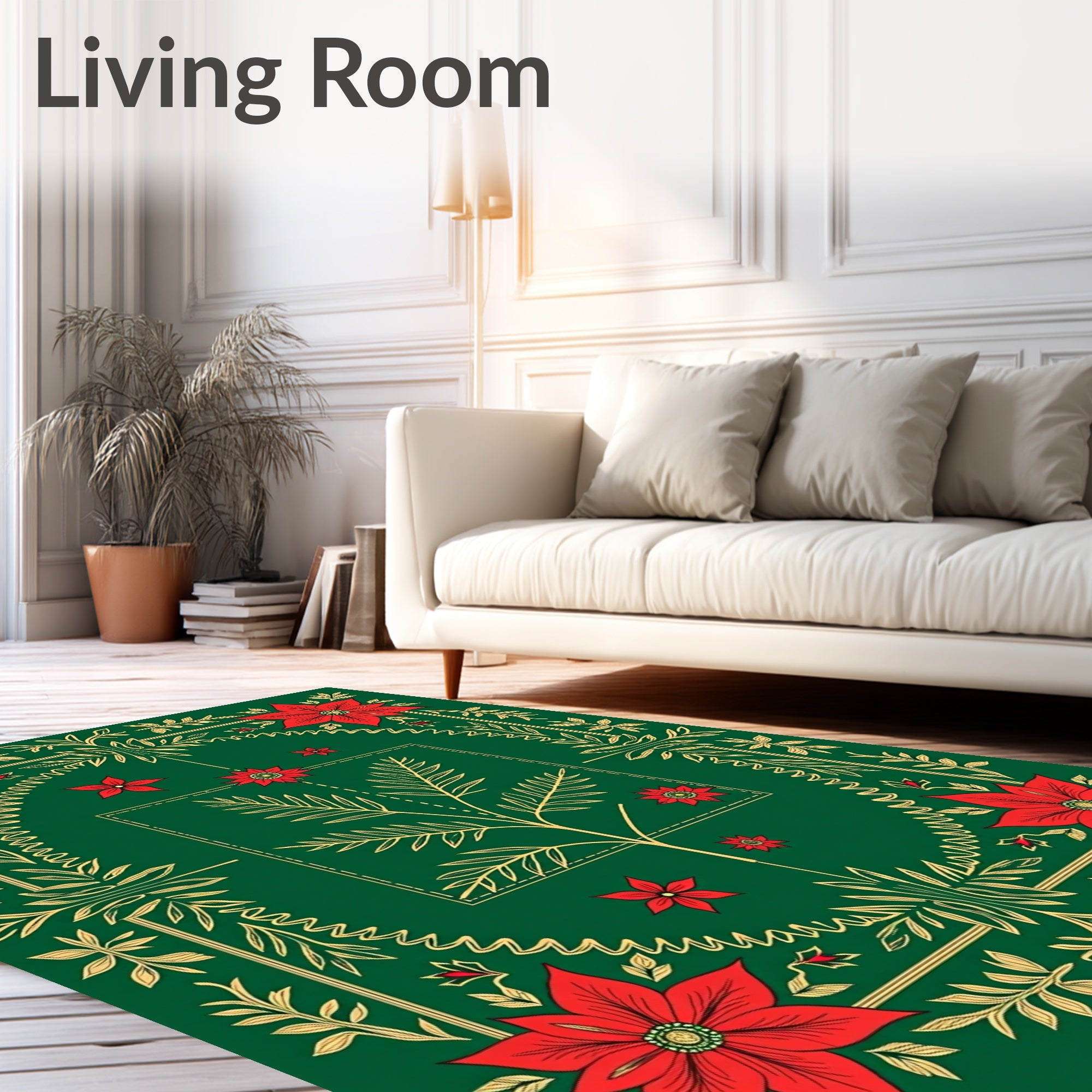 Poinsettia Floral Garden Art Rug