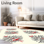 Minimalist Red Ribbon Pine Tree Rug