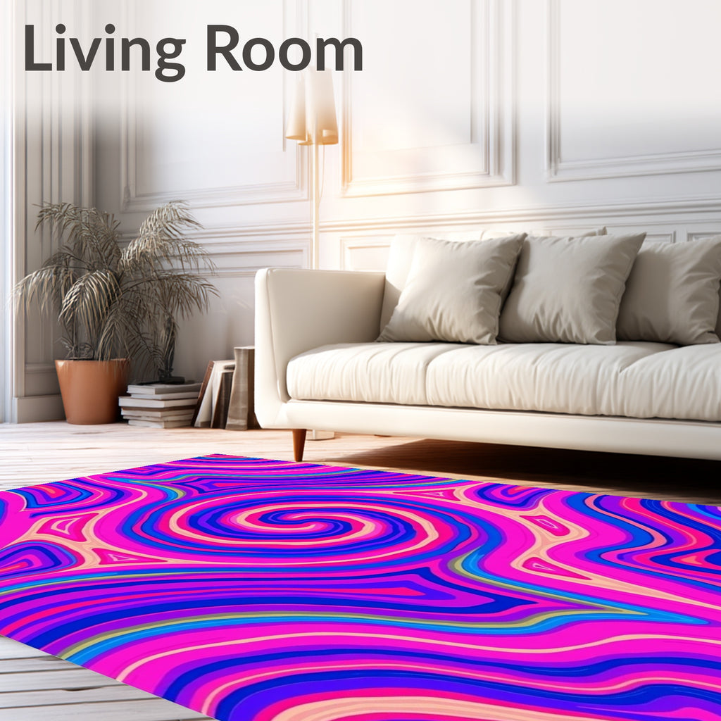 Vibrant Swirl Patterned Abstract Rug