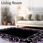 Ornate Lavender Floral Swirl Pattern Rug