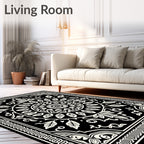 Classic Floral Mandala Black White Pattern Rug