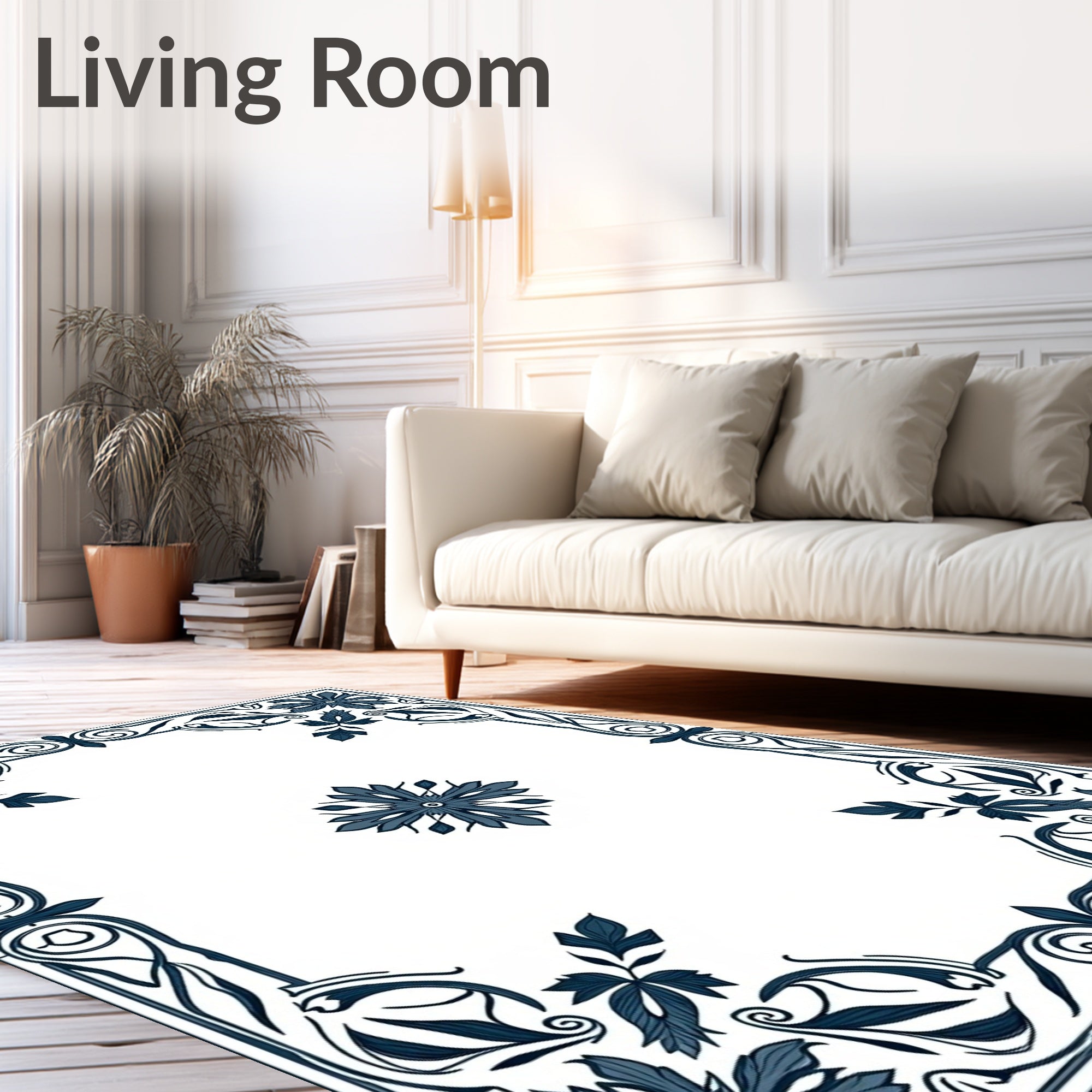 Art Nouveau Floral Border Design Rug