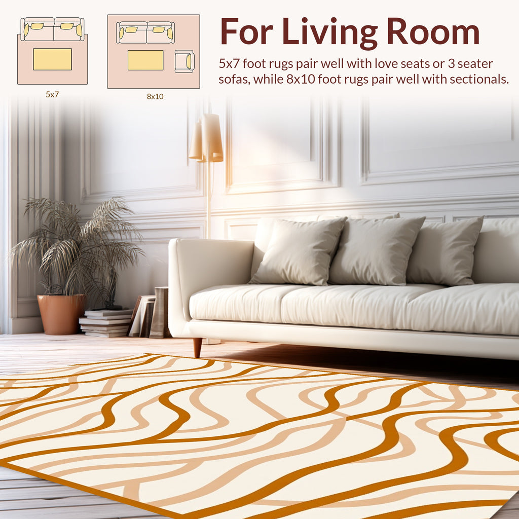 Sandy Dune Abstract Wavy Lines Rug