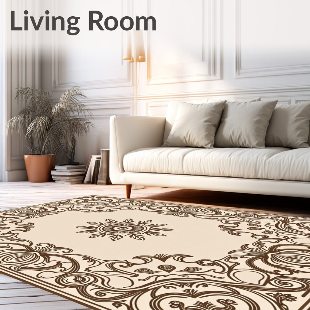 Ornate Floral Scrollwork Traditional Rug