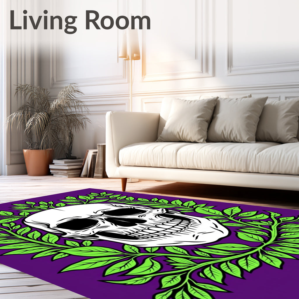 Gothic Skull Laurel Pattern Rug