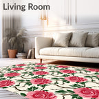Pink Rose Vine Pattern Design Rug