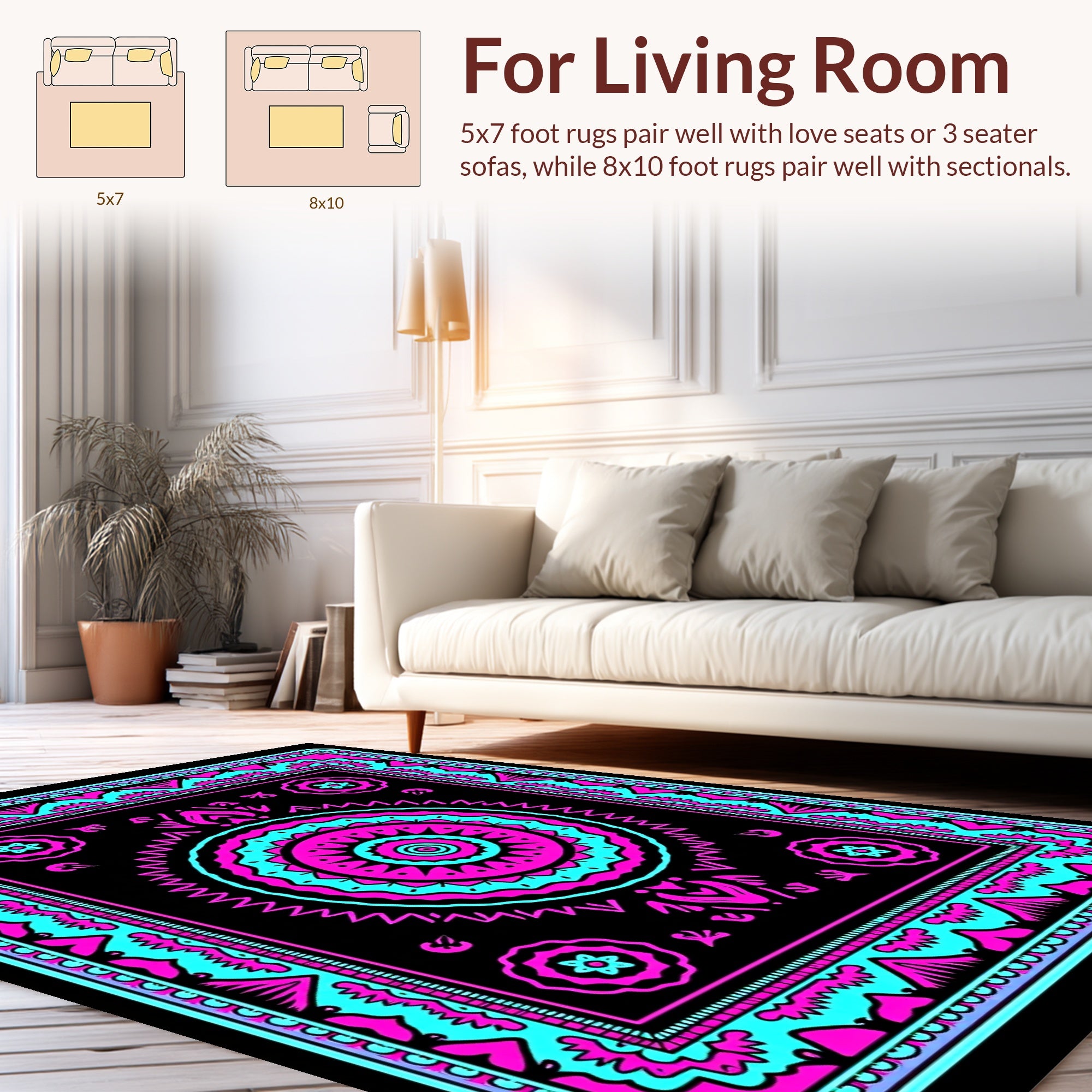 Vibrant Central Medallion Pattern Rug