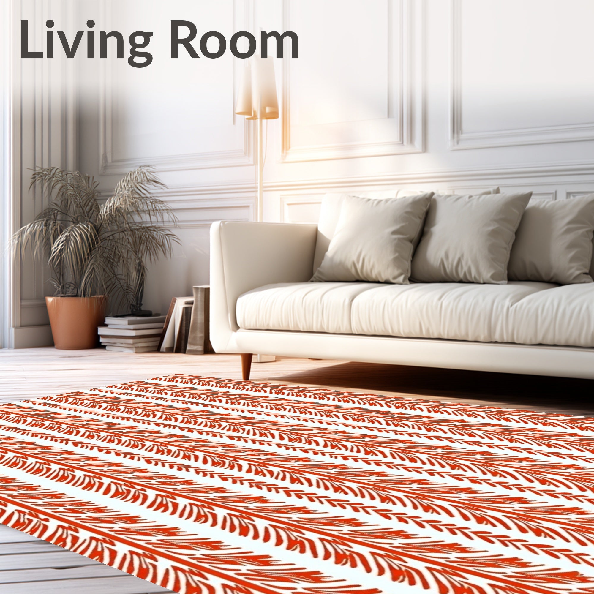Vertical Textured Feather Pattern Rug