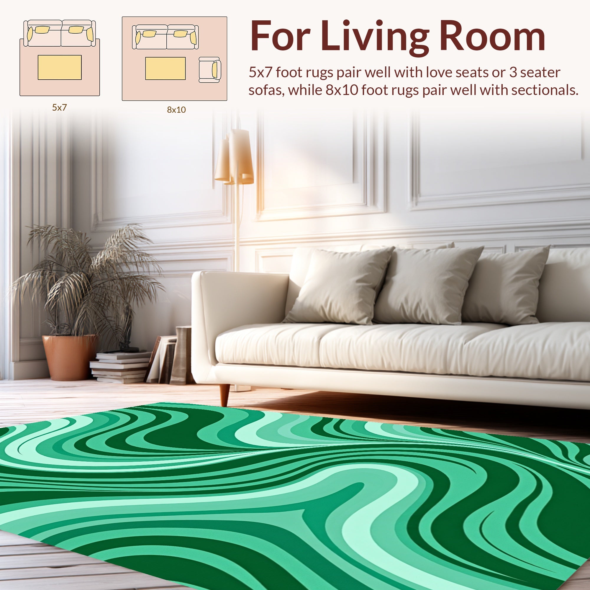 Green Swirling Abstract Pattern Rug