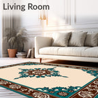 Classic Medallion Floral Border Design Rug