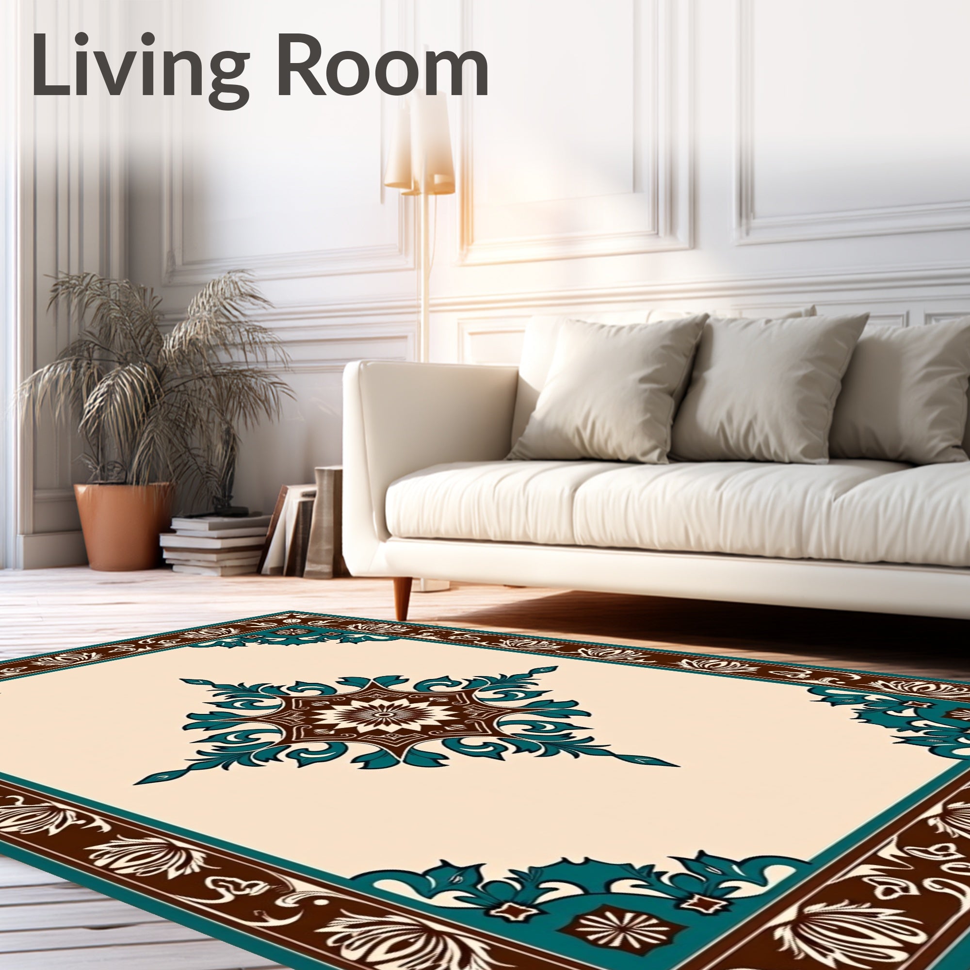 Classic Medallion Floral Border Design Rug