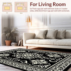Black Ivory Ornate Floral Patterned Rug
