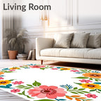 Colorful Floral Border Pattern Rug