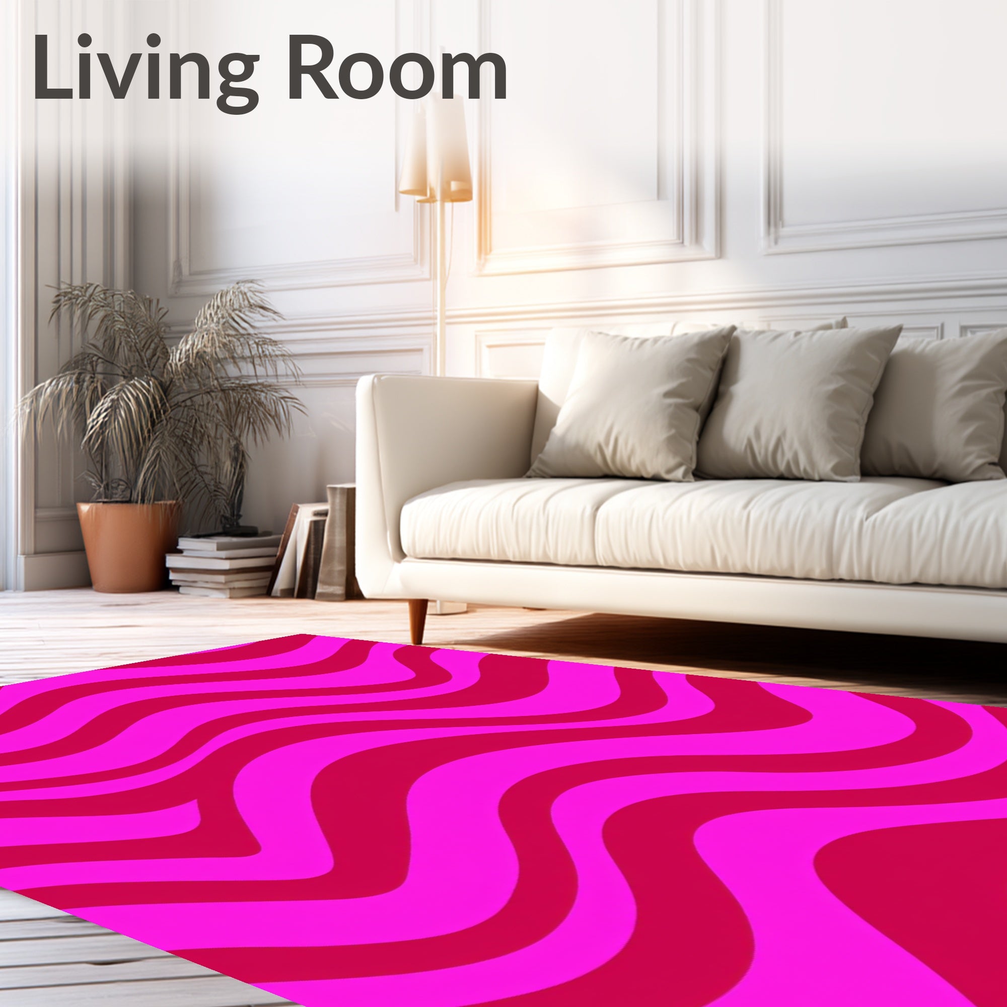 Bold Pink Wave Abstract Pattern Rug