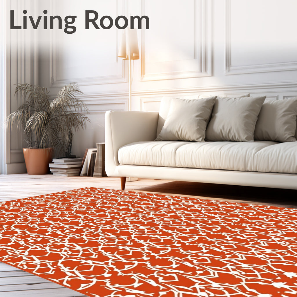 Traditional Orange White Intricate Pattern Rug