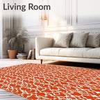Traditional Orange White Intricate Pattern Rug