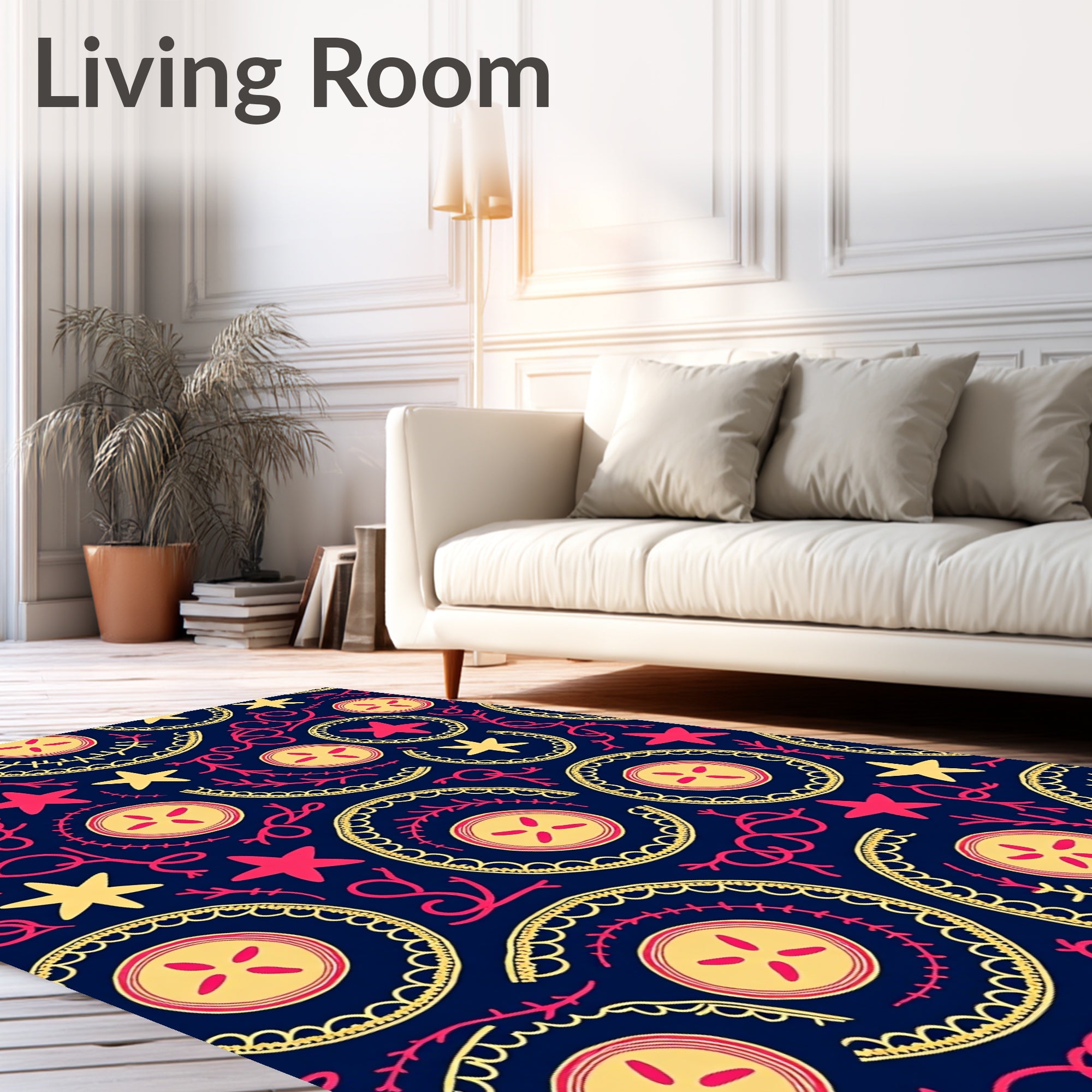 Circular Starburst Vine Pattern Rug