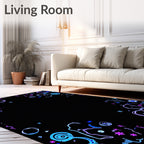 Whimsical Neon Doodle Pattern Design Rug