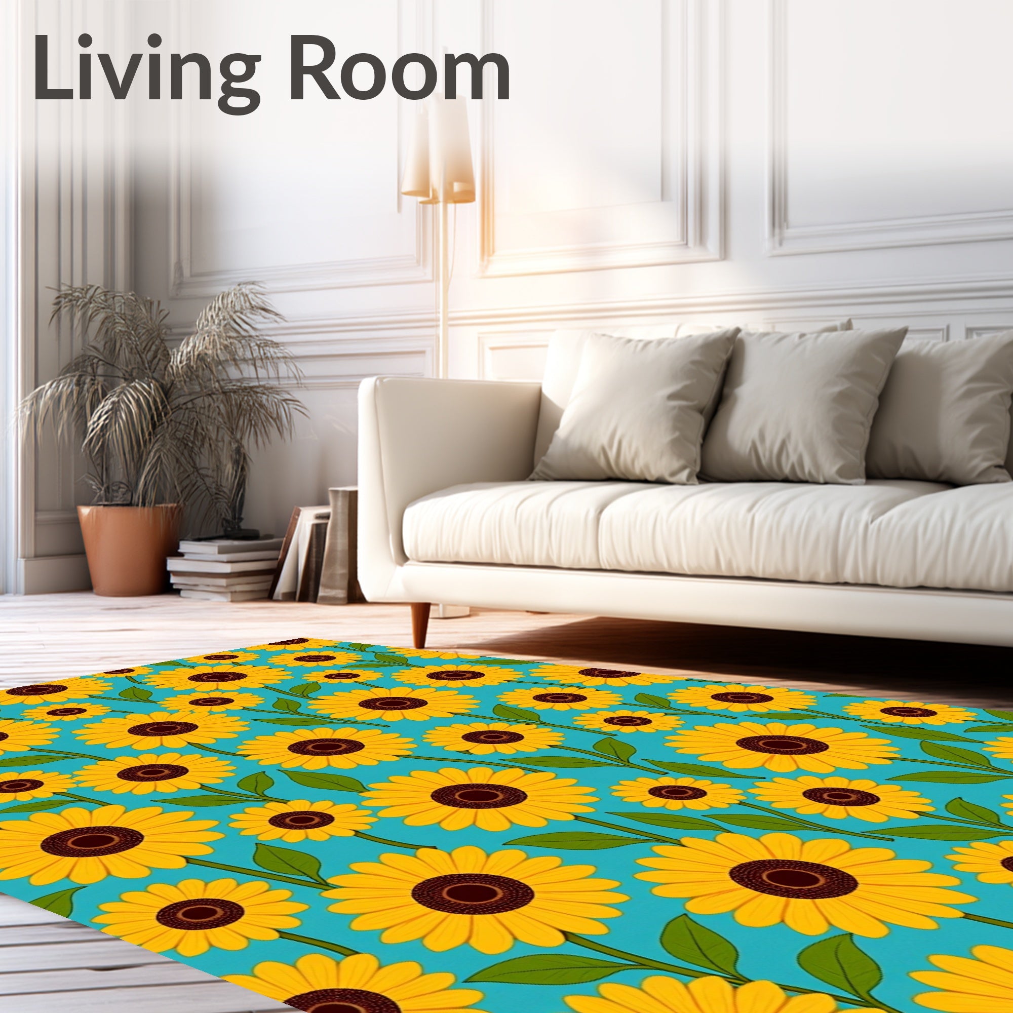 Bright Yellow Sunflowers Pattern Rug