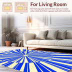 Bold Blue Sunburst Geometric Pattern Rug