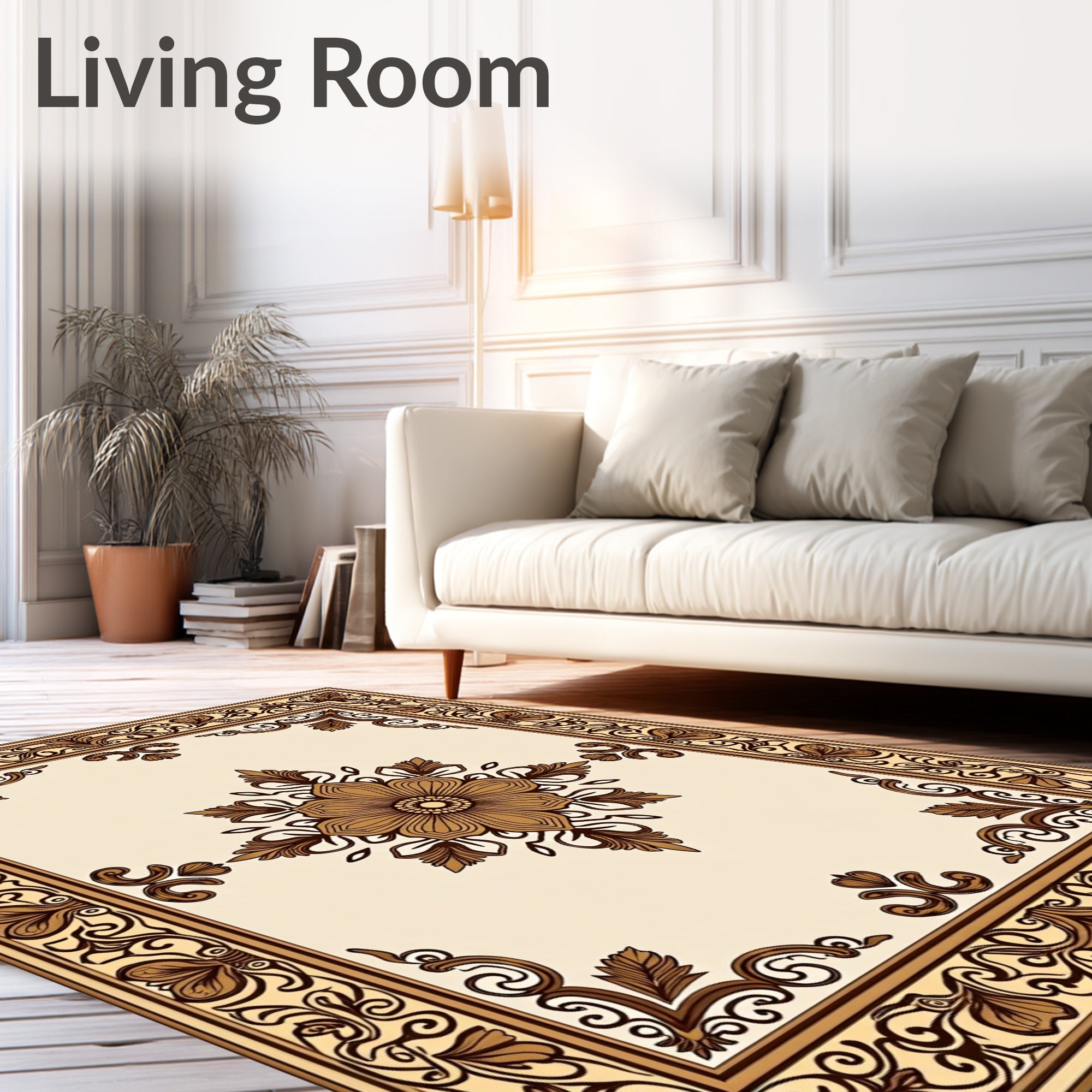 Vintage Baroque Floral Centerpiece Rug
