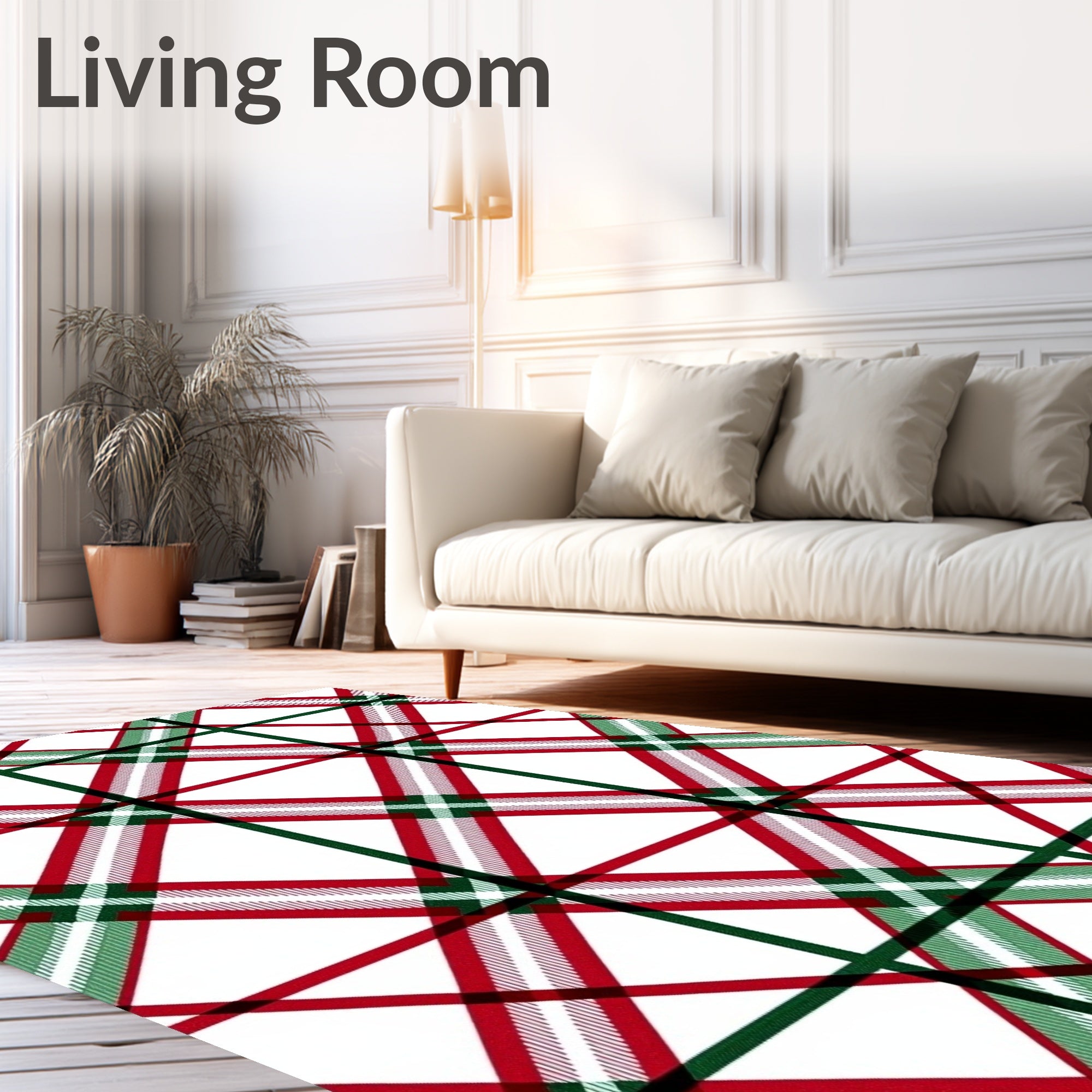 Classic Red Green Tartan Design Rug