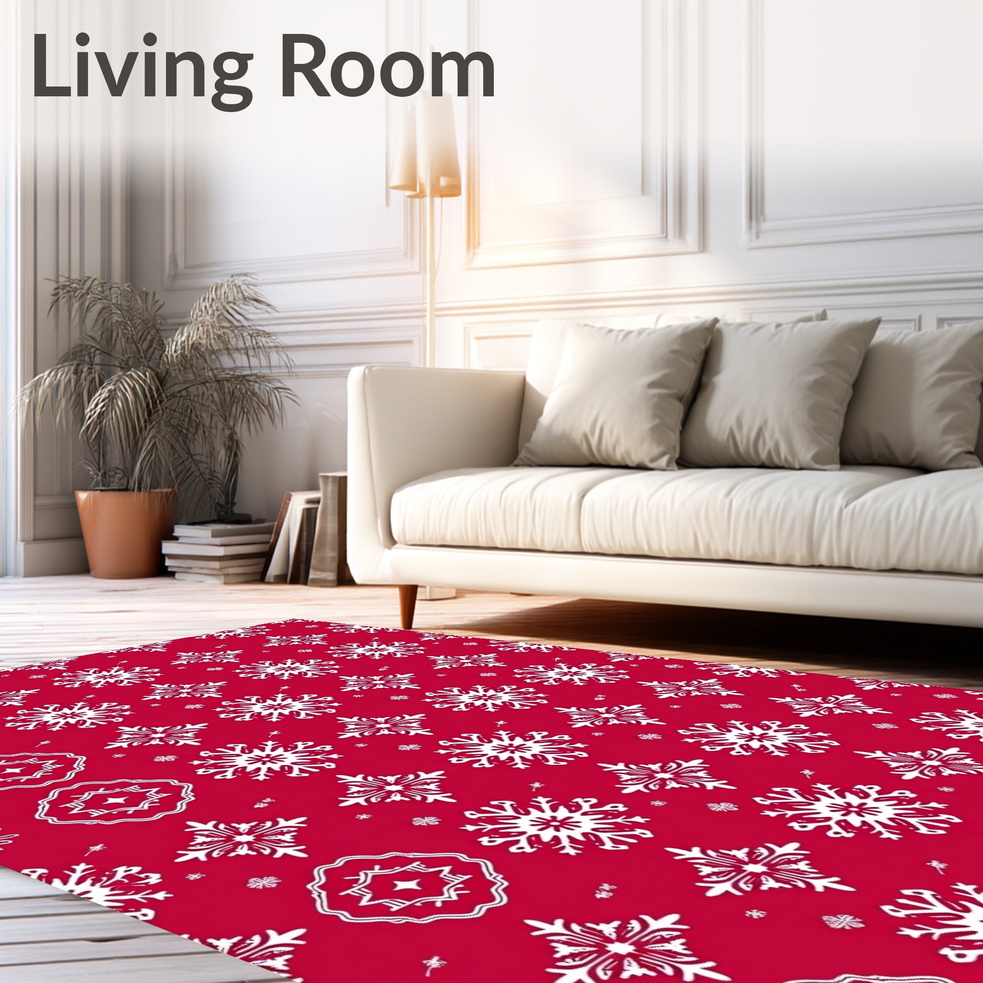 Nordic Snowflake Patterned Red Rug
