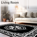 Monochromatic Medallion Ornate Border Design Rug